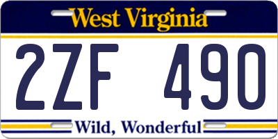 WV license plate 2ZF490