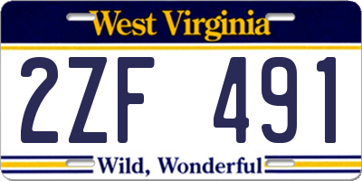 WV license plate 2ZF491