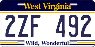 WV license plate 2ZF492