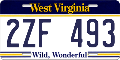 WV license plate 2ZF493