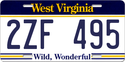 WV license plate 2ZF495