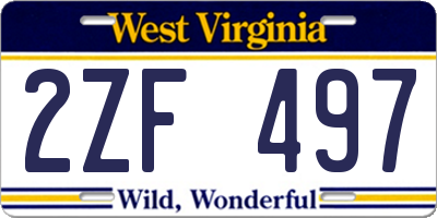 WV license plate 2ZF497