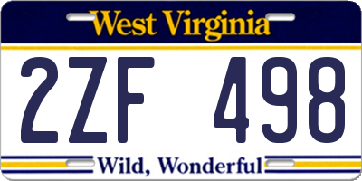 WV license plate 2ZF498