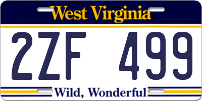 WV license plate 2ZF499