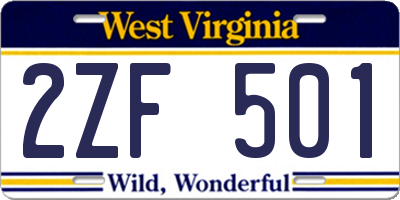 WV license plate 2ZF501