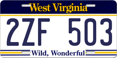 WV license plate 2ZF503