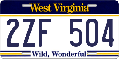 WV license plate 2ZF504