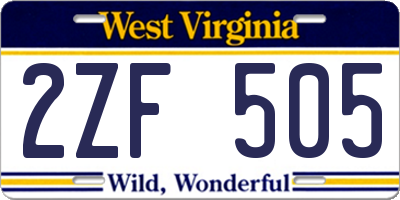 WV license plate 2ZF505