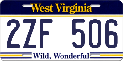 WV license plate 2ZF506