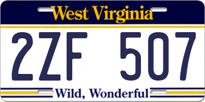 WV license plate 2ZF507