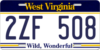 WV license plate 2ZF508