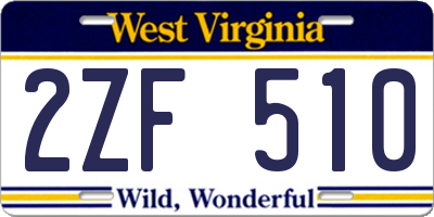 WV license plate 2ZF510