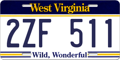 WV license plate 2ZF511
