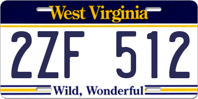 WV license plate 2ZF512