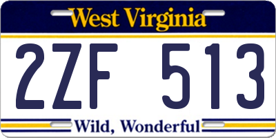 WV license plate 2ZF513