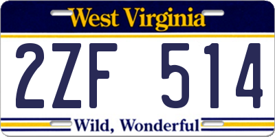 WV license plate 2ZF514
