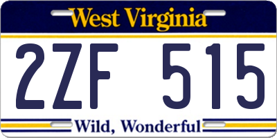 WV license plate 2ZF515