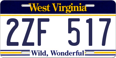 WV license plate 2ZF517