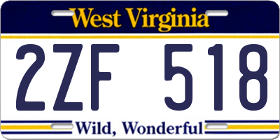 WV license plate 2ZF518