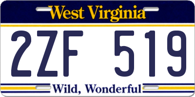 WV license plate 2ZF519