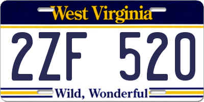 WV license plate 2ZF520