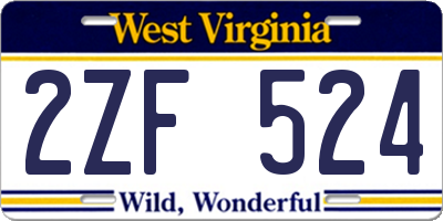 WV license plate 2ZF524