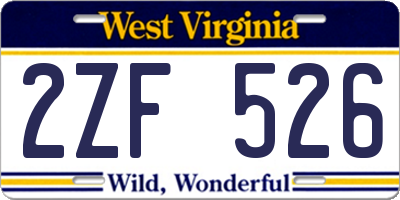WV license plate 2ZF526