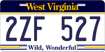 WV license plate 2ZF527