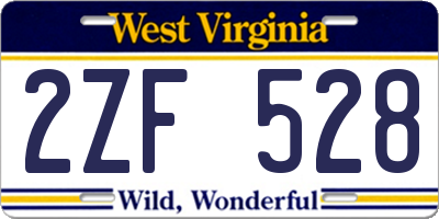 WV license plate 2ZF528