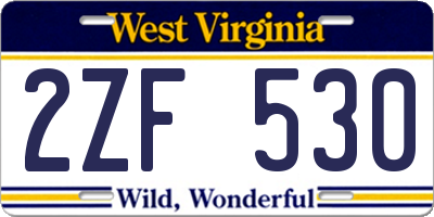 WV license plate 2ZF530