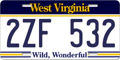 WV license plate 2ZF532