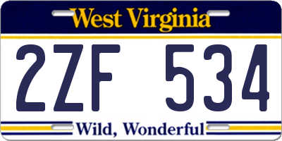 WV license plate 2ZF534