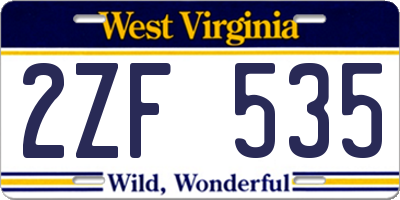 WV license plate 2ZF535