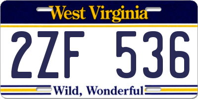 WV license plate 2ZF536
