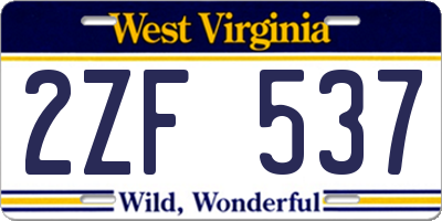 WV license plate 2ZF537