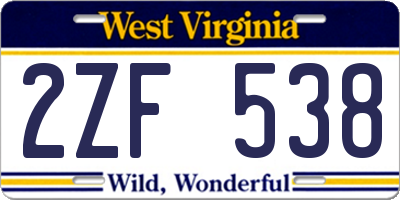 WV license plate 2ZF538