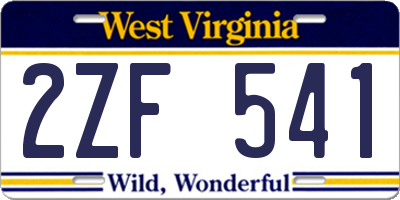 WV license plate 2ZF541