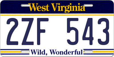 WV license plate 2ZF543