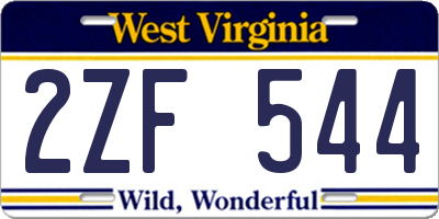 WV license plate 2ZF544