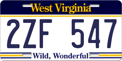 WV license plate 2ZF547