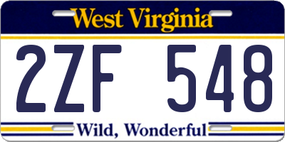 WV license plate 2ZF548