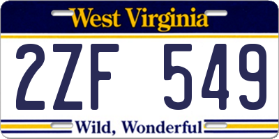 WV license plate 2ZF549