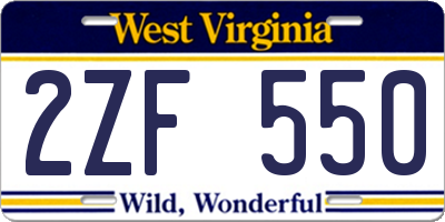 WV license plate 2ZF550
