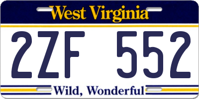 WV license plate 2ZF552