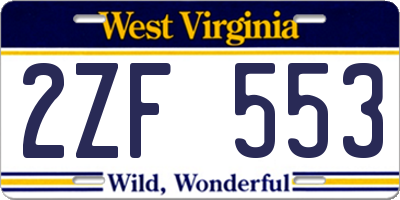 WV license plate 2ZF553