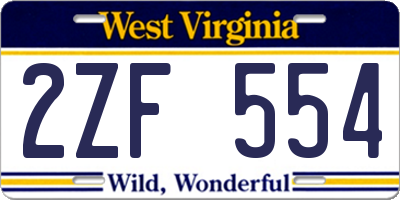 WV license plate 2ZF554
