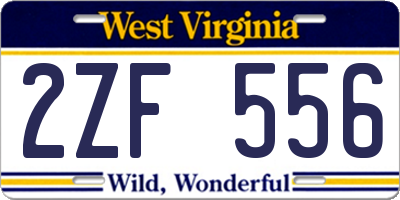 WV license plate 2ZF556