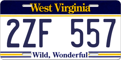 WV license plate 2ZF557
