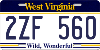 WV license plate 2ZF560