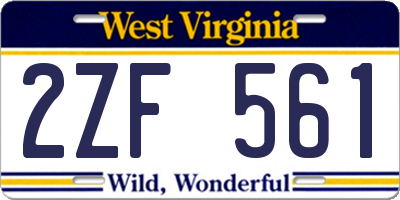 WV license plate 2ZF561